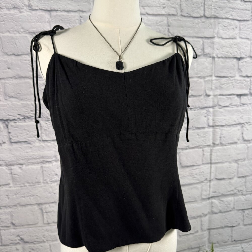 Old Navy Charcoal Smocked Tie Strap Cami Tank Top L Stretchy